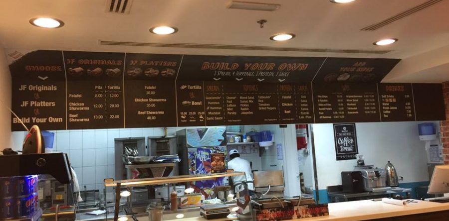 Just Falafel Indoor branding