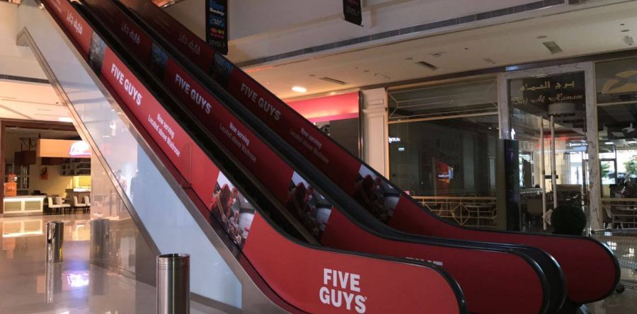 Escalator branding in Dubai Marina Mall