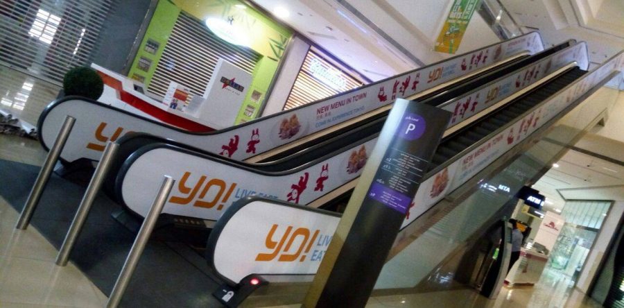 Escalator branding in Dubai Marina Mall