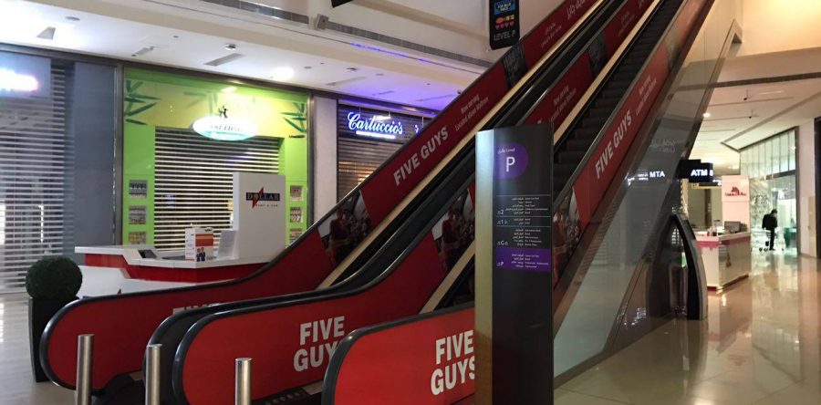 Escalator branding in Dubai Marina Mall
