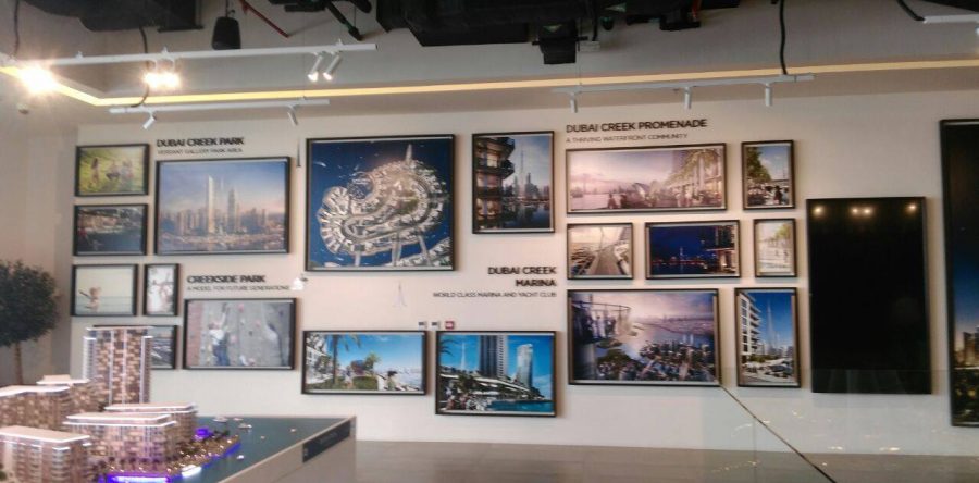 Dubai Creek Marina Sales center branding