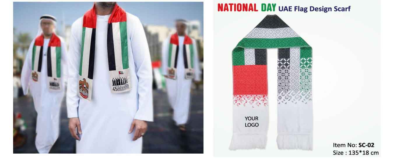 UAE Natioanl Day Flag Scarf Printing