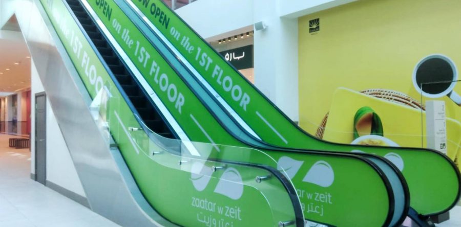 Escalator branding at Dubai Mall